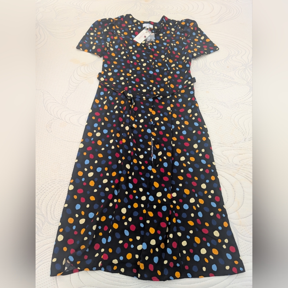 RIHOAS Multicolor Polka Dot Midi Dress